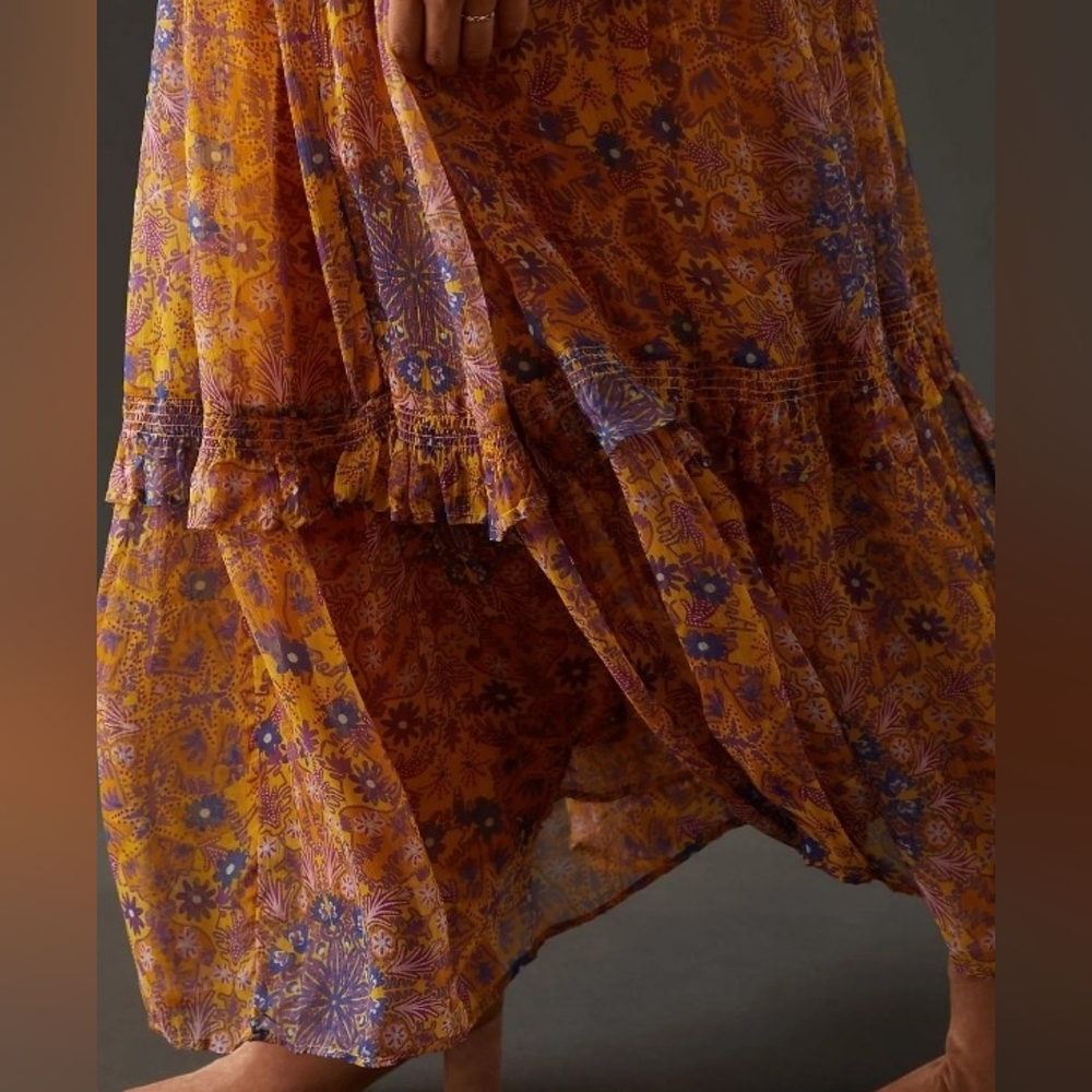Anthropologie The Marais Printed Chiffon Maxi Dress Size M - Picture 5 of 16